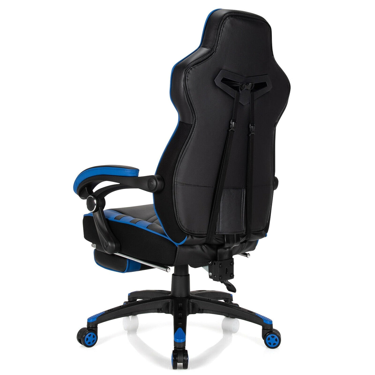 Adjustable Gaming Chair with Footrest for Home Office-Blue view 6