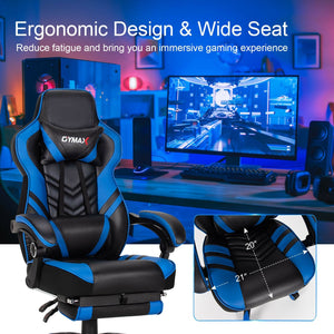 Adjustable Gaming Chair with Footrest for Home Office-Blue view 7