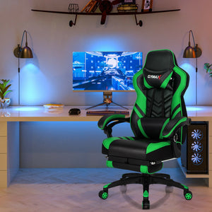 Adjustable Gaming Chair with Footrest for Home Office-Green view 2