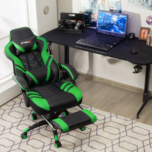Adjustable Gaming Chair with Footrest for Home Office-Green view 3