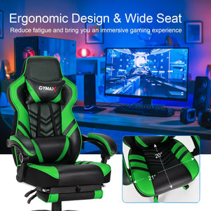 Adjustable Gaming Chair with Footrest for Home Office-Green view 6