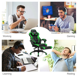 Adjustable Gaming Chair with Footrest for Home Office-Green view 8