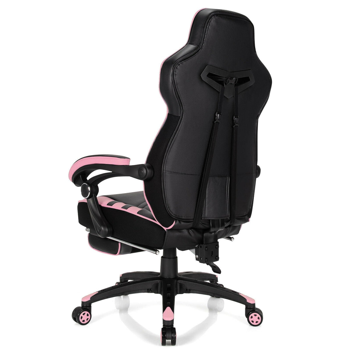 Adjustable Gaming Chair with Footrest for Home Office-Pink view 6