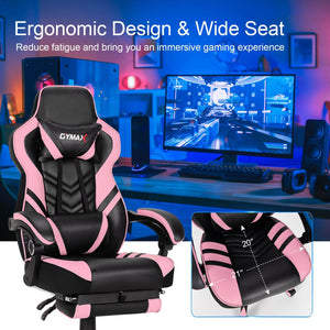 Adjustable Gaming Chair with Footrest for Home Office-Pink view 7