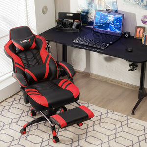 Adjustable Gaming Chair with Footrest for Home Office-Red view 2