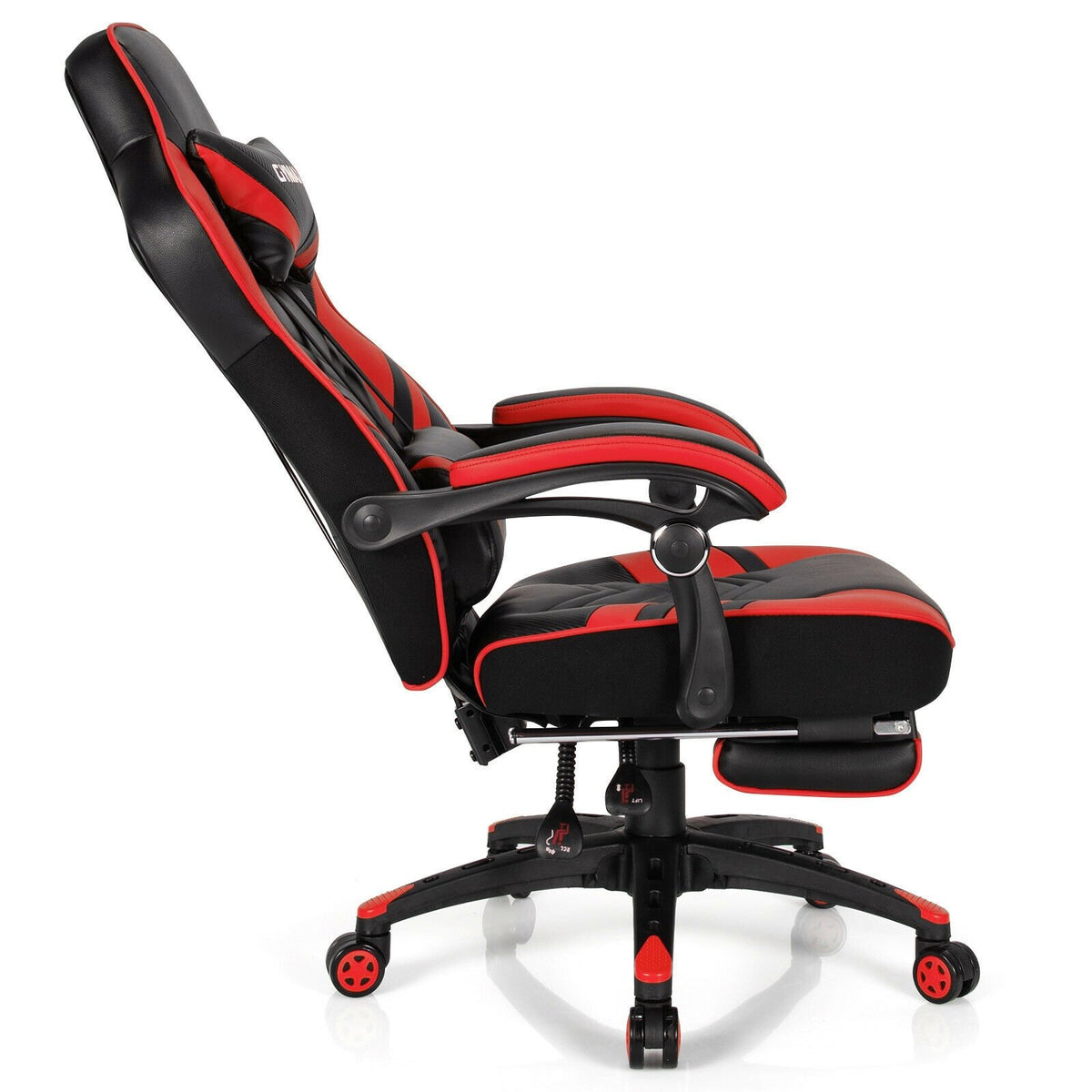 Adjustable Gaming Chair with Footrest for Home Office-Red view 4