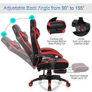 Adjustable Gaming Chair with Footrest for Home Office-Red view 8