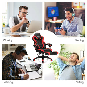 Adjustable Gaming Chair with Footrest for Home Office-Red view 9