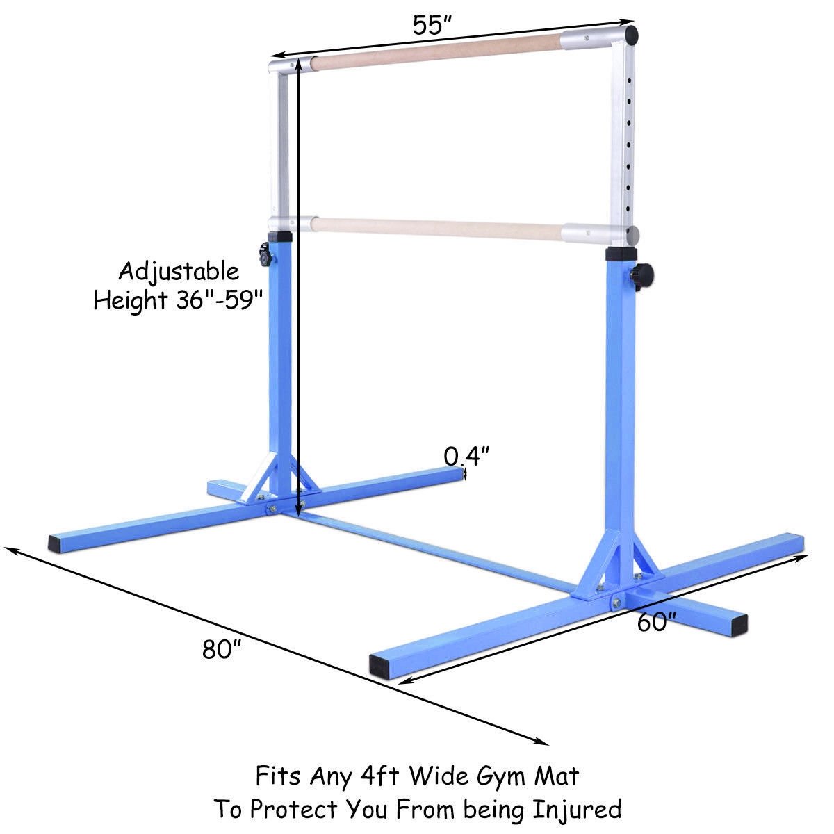 Adjustable Gymnastics Bar Horizontal Bar for Kids-Blue view 4