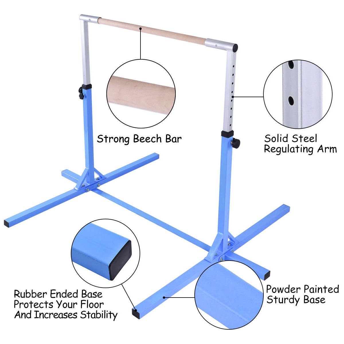 Adjustable Gymnastics Bar Horizontal Bar for Kids-Blue view 5