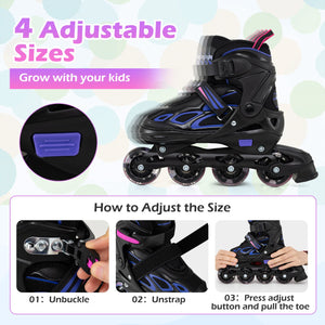 Adjustable Kids' Incline Skates 4 Sizes Adjustable Blade Roller-Purple view 7