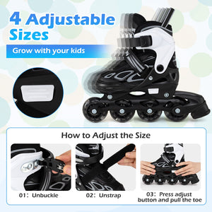 Adjustable Kids' Incline Skates for Boys Girls Ages 5-14-Black view 7