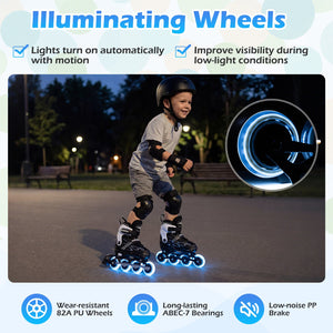 Adjustable Kids' Incline Skates for Boys Girls Ages 5-14-Black view 8