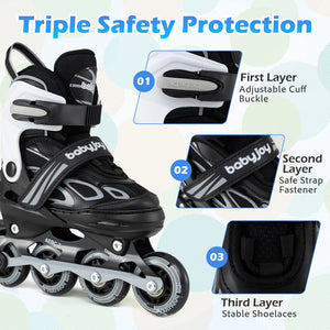 Adjustable Kids' Incline Skates for Boys Girls Ages 5-14-Black view 9