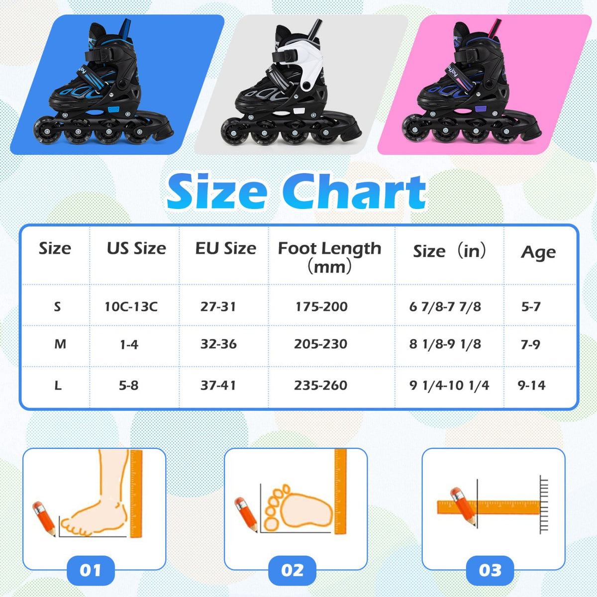 Adjustable Kids' Incline Skates for Boys Girls Ages 5-14-Blue view 5