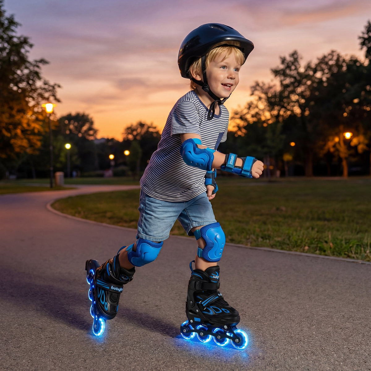Adjustable Kids' Incline Skates for Boys Girls Ages 5-14-Blue view 6