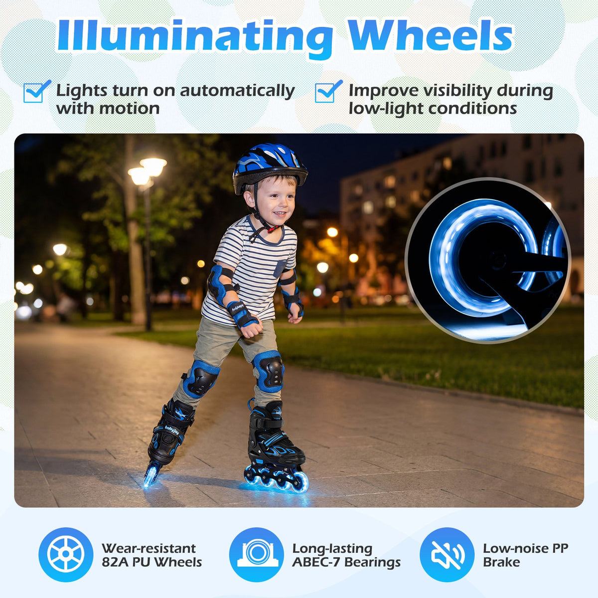 Adjustable Kids' Incline Skates for Boys Girls Ages 5-14-Blue view 8