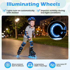 Adjustable Kids' Incline Skates for Boys Girls Ages 5-14-Blue view 8