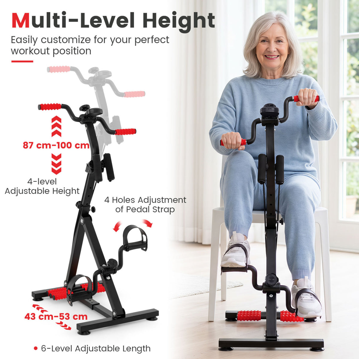 Adjustable LCD Pedal Exercise Bike with Massage-Red view 5