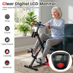 Adjustable LCD Pedal Exercise Bike with Massage-Red view 8