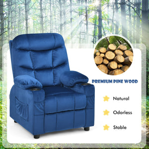 Kids Recliner Chair with Cup Holder and Footrest for Children-Light Blue view 6