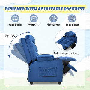 Kids Recliner Chair with Cup Holder and Footrest for Children-Light Blue view 8