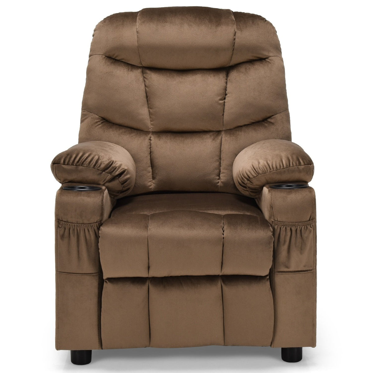 Kids Recliner Chair with Cup Holder and Footrest for Children-Light Brown view 7