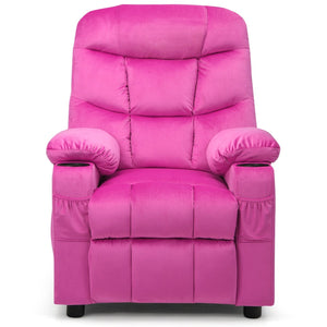 Kids Recliner Chair with Cup Holder and Footrest for Children-Pink view 4