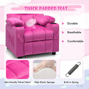 Kids Recliner Chair with Cup Holder and Footrest for Children-Pink view 9