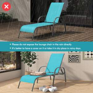 Adjustable Patio Chaise Folding Lounge Chair with Backrest-Turquoise view 6