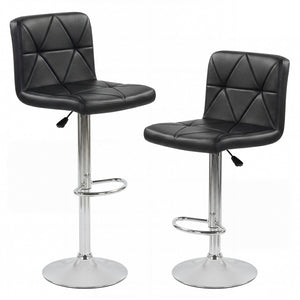 Adjustable Swivel Barstools Set of 2 with Back and Footrest-Black