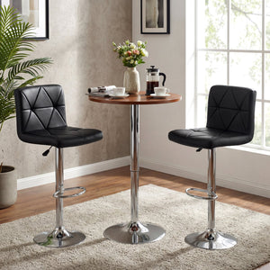Adjustable Swivel Barstools Set of 2 with Back and Footrest-Black view 3