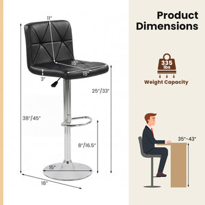 Adjustable Swivel Barstools Set of 2 with Back and Footrest-Black view 4