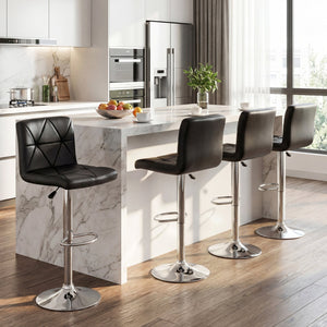Adjustable Swivel Barstools Set of 2 with Back and Footrest-Black view 5