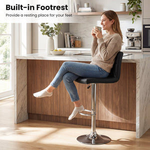 Adjustable Swivel Barstools Set of 2 with Back and Footrest-Black view 8
