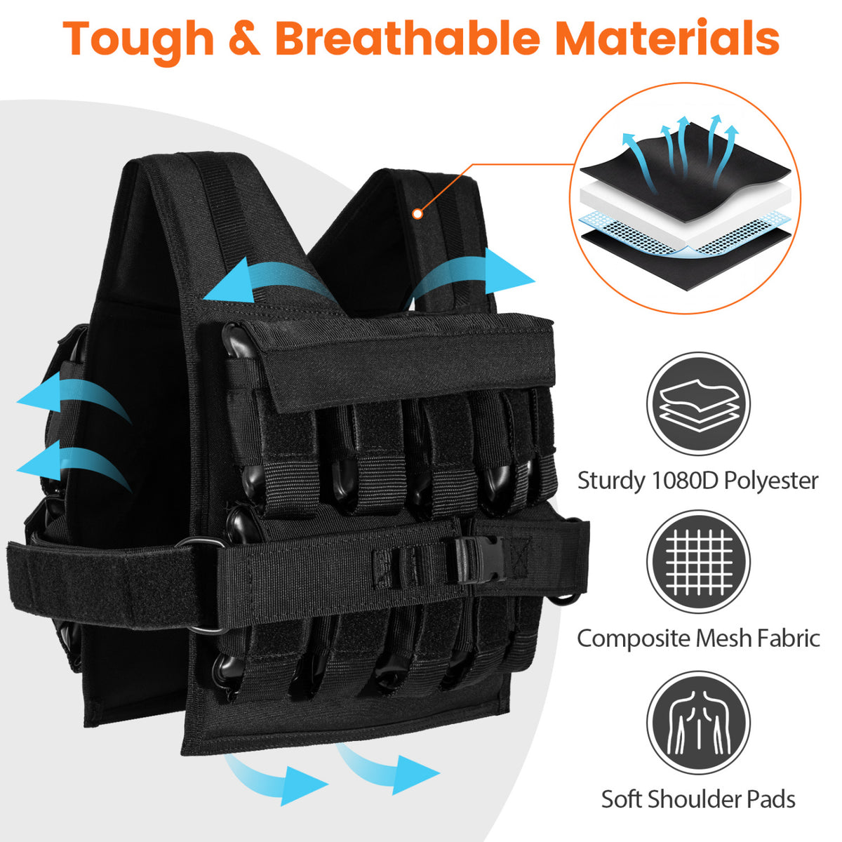 Adjustable Weighted Vest for Men and Women with Removable Iron Weights-44 lbs and L Size view 6