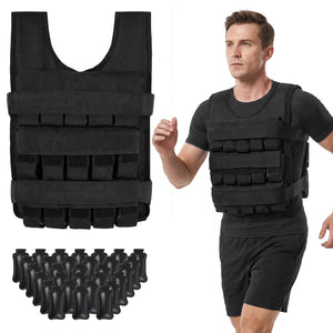 Adjustable Weighted Vest for Men and Women with Removable Iron Weights-66 lbs and M Size