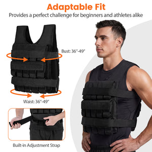 Adjustable Weighted Vest for Men and Women with Removable Iron Weights-66 lbs and M Size view 6
