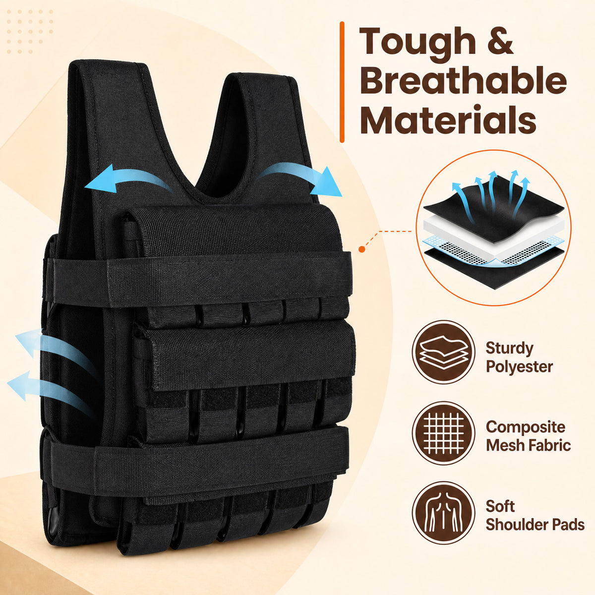 Adjustable Weighted Vest for Men and Women with Removable Iron Weights-44 lbs and S Size view 7