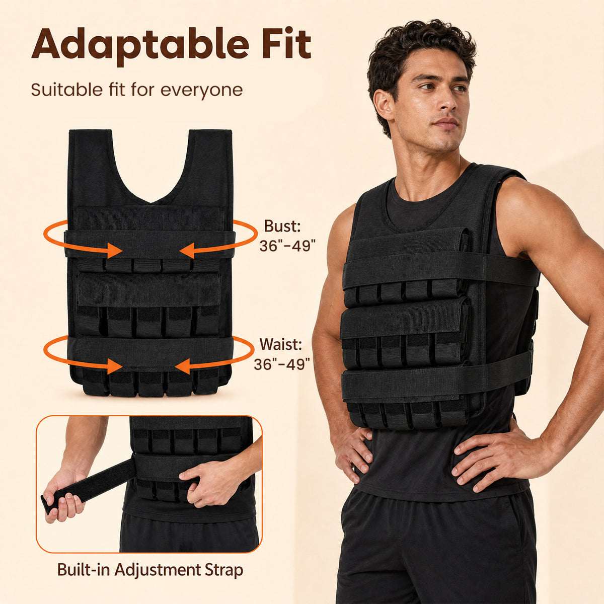 Adjustable Weighted Vest for Men and Women with Removable Iron Weights-44 lbs and S Size view 8