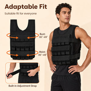Adjustable Weighted Vest for Men and Women with Removable Iron Weights-44 lbs and S Size view 8