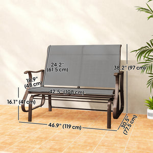 2-Person Outdoor Glider Chair, Patio Glider Rocking Chair with Mesh Seat and Backrest – view 9