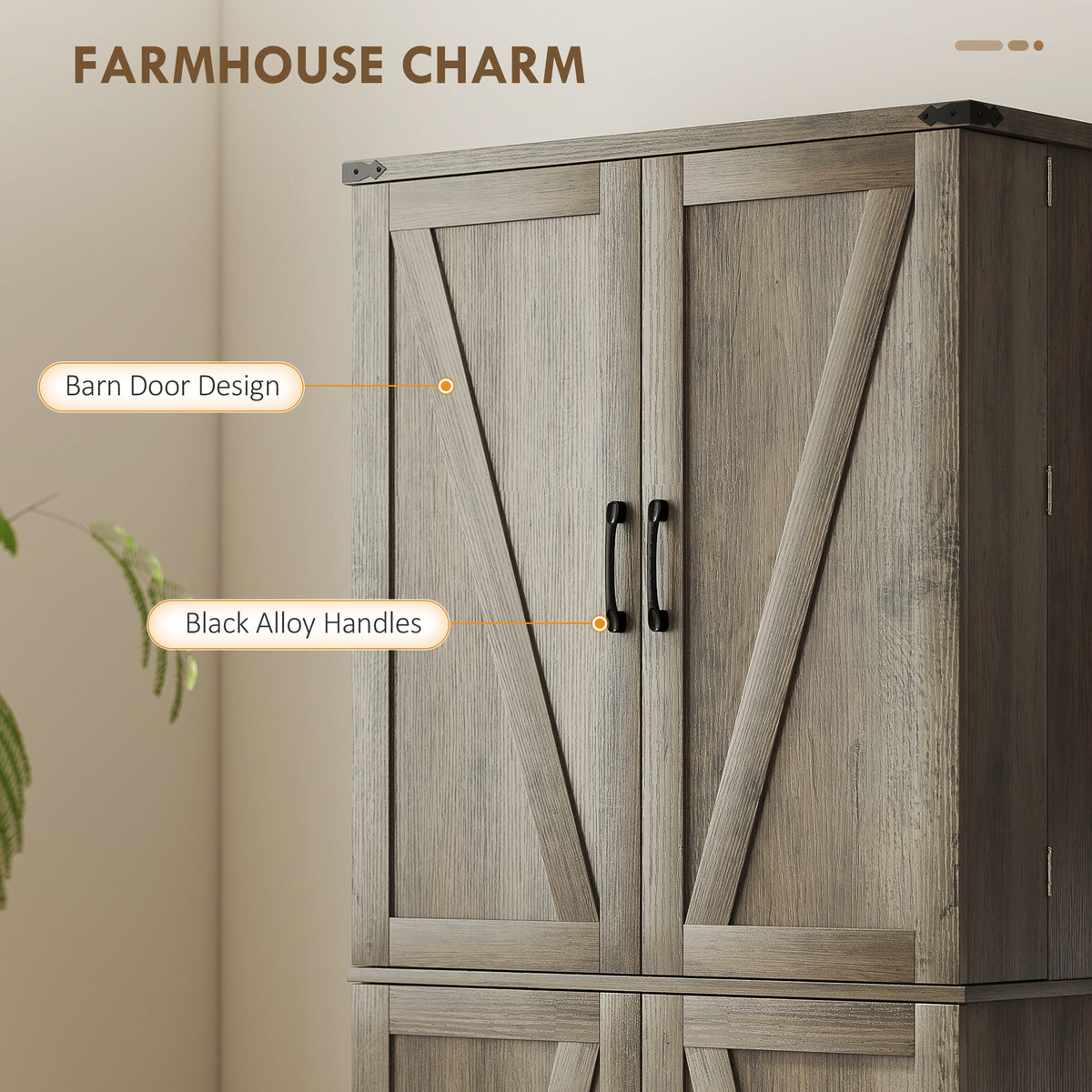 72" Kitchen Pantry Cabinet, Farmhouse Storage Cabinet with 4 Doors, Drawer – view 12