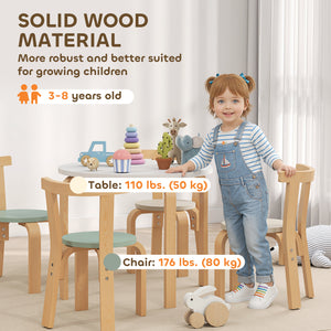 Qaba Wooden Kids Table and Chairs Set, Toddler Table and Chairs Set for 3-8 Years