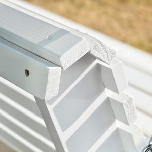 2 Seater Porch Swing Wooden Patio Swing Chair Seat with Cup Holder and Chains Outdoor Swing Bench for Garden Yard, White