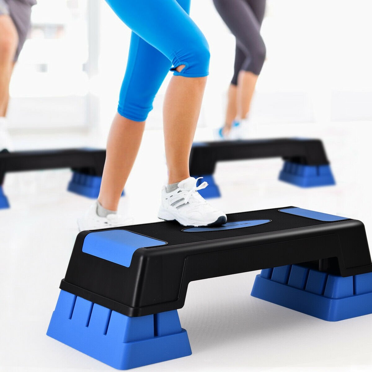 Aerobic Exercise Stepper Trainer with Adjustable Height-Blue view 2