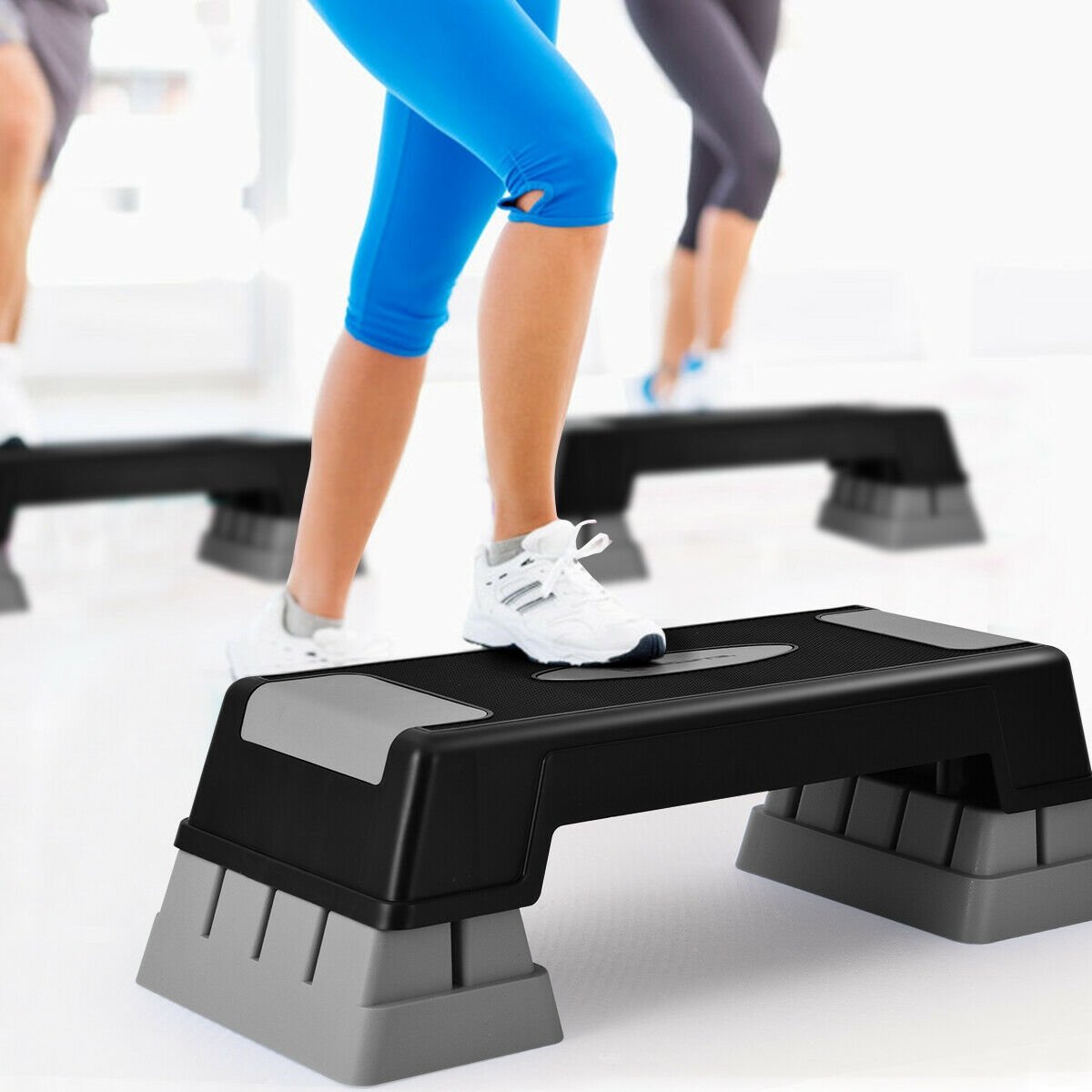Aerobic Exercise Stepper Trainer with Adjustable Height-Gray view 2