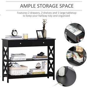 39" Console Table, Narrow Entryway Table with Storage Shelves, Drawers and X Frame for Behind Couch – view 3