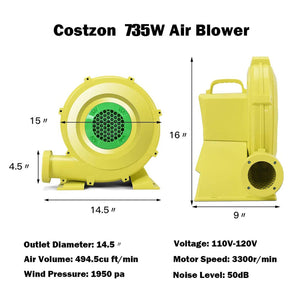 735 W 1.0 HP Air Blower Pump Fan for Inflatable Bounce House view 4