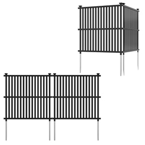 Air Conditioner Fence Panel with Metal Ground Stakes for Outside-Black view 4